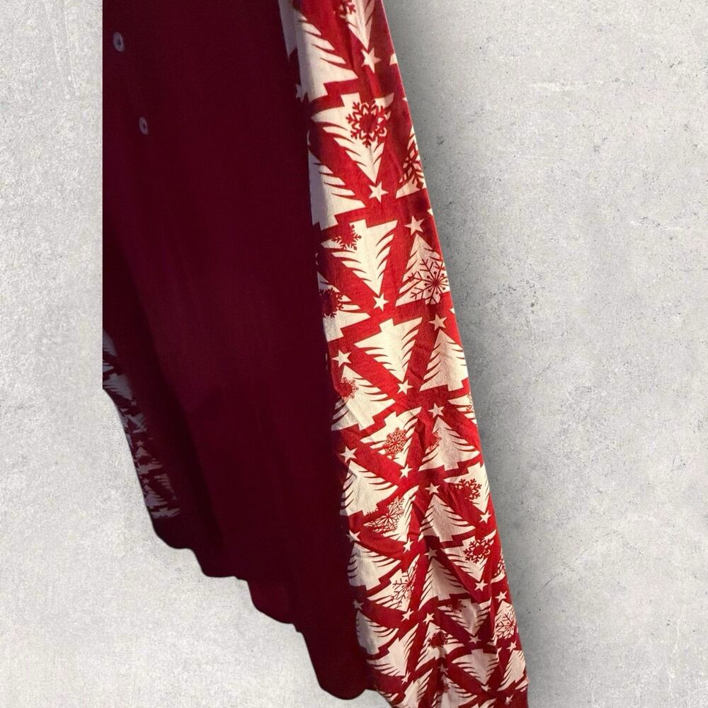 LuLaRoe Mark Henley Shirt 2XL Red With White Christmas Tree Long Sleeve NWT - Picture 2 of 5